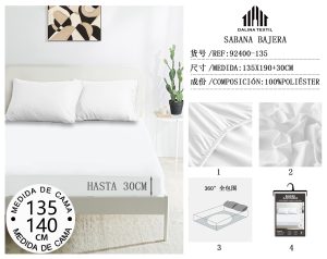 SABANA BAJERA MEDIDA DE CAMA 135 / 140 CM