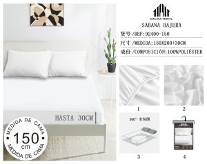 SABANA BAJERA MEDIDA DE CAMA 150 CM