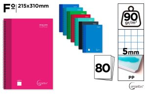 CUADERNO ESPIRAL Fº 80 HOJAS 90 g/m² 5X5