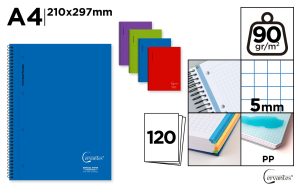 CUADERNO ESP T PP A4 5X5 120H 90G