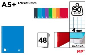 CUADERNO GRAPADO A5+ 4X4 48H 60G