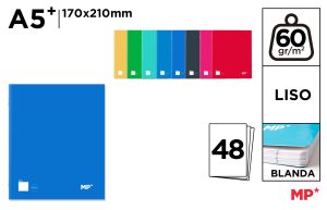 CUADERNO GRAPADO A5+ LISO 48H 60G