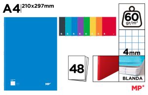 CUADERNO GRAPADO A4 4X4 48H 60G