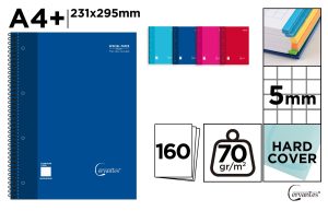 CUADERNO ESP TAP EXTRA A4+ CUADRICULA 5 X 5 160 HOJA 70 g/m²