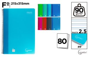 CUADERNO ESPIRAL Fº 80 HOJAS 90 g/m² PAU
