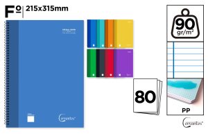 CUADERNO ESPIRAL Fº 80 HOJAS 90 g/m² HOR
