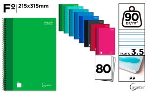 CUADERNO Fº PAUTA 3.5 mm 80 HOJAS PP