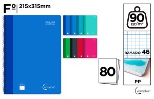 CUADERNO ESPIRAL Fº 80 HOJAS 90 g/m² RAY