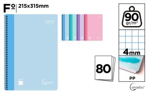 CUADERNO ESPIRAL Fº 80 HOJAS 90 g/m² 4X4