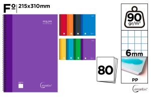 CUADERNO ESPIRAL Fº 80 HOJAS 90 g/m² PP
