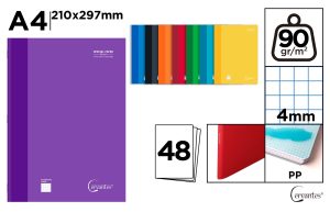 CUADERNO GRAPADO PP A4 4X4 48H 90G