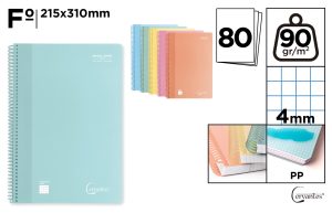 CUADERNO ESPIRAL Fº 80 HOJAS 90 g/m² 4X4