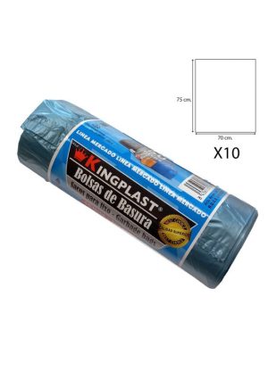 BOLSA BASURA AUTOCIERRE 70X75 AZUL 10UD C/56 KINGPLAST
